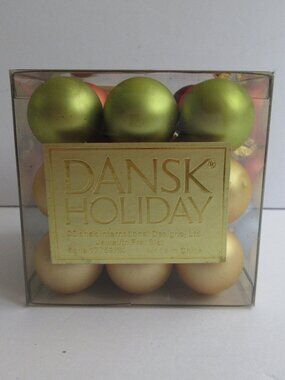 DANSK HOLIDAY Jewel Tone 27 Mini Glass Ball Christmas Ornaments in Box